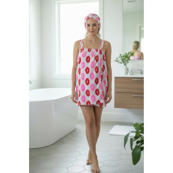 Strawberry kiss Other - Strawberry Kiss Spa Wrap Towel Hair Wrap Set OSFA Valentine heart bridal soft